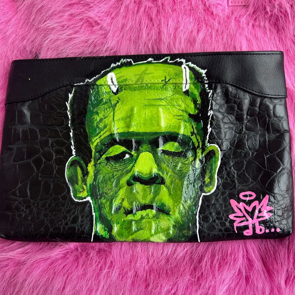 Frankenstein hand painted clutch
